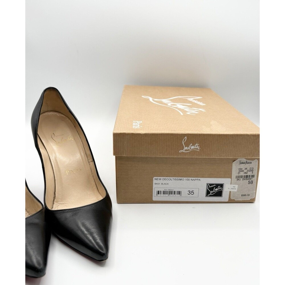 Christian Louboutin Black Leather Pointed Toe Heels New Decoltissimo Size EU 35 - Picture 12 of 13